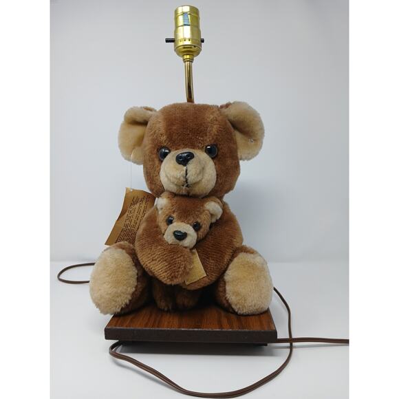 vintage 80’s ADI Brown Teddy Bear Nursery Table Lamp Plush Musical Animal - Picture 11 of 16